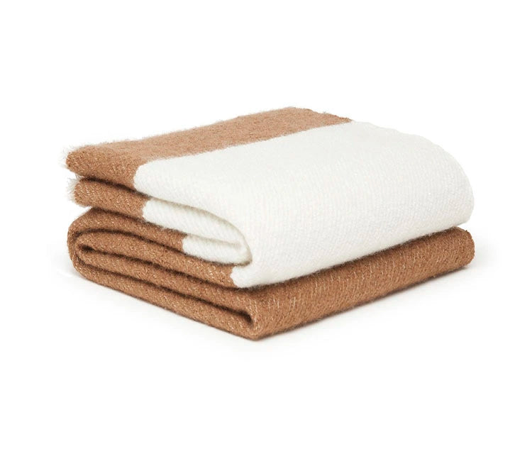 Brown Striped Silk Cashmere Throw
