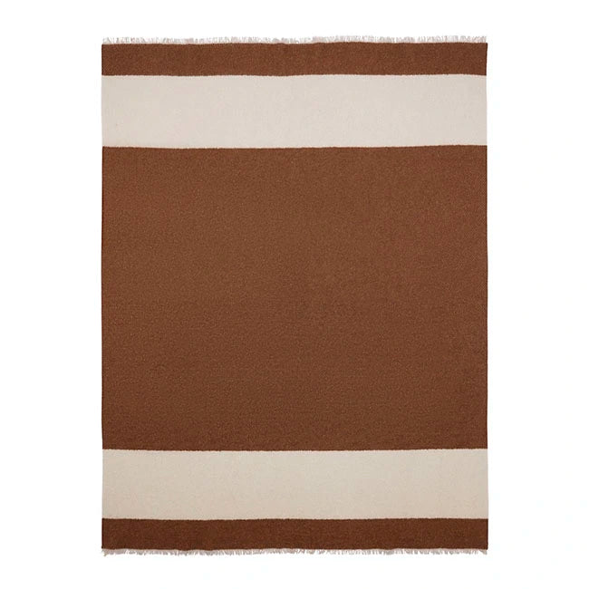 Brown Striped Silk Cashmere Throw