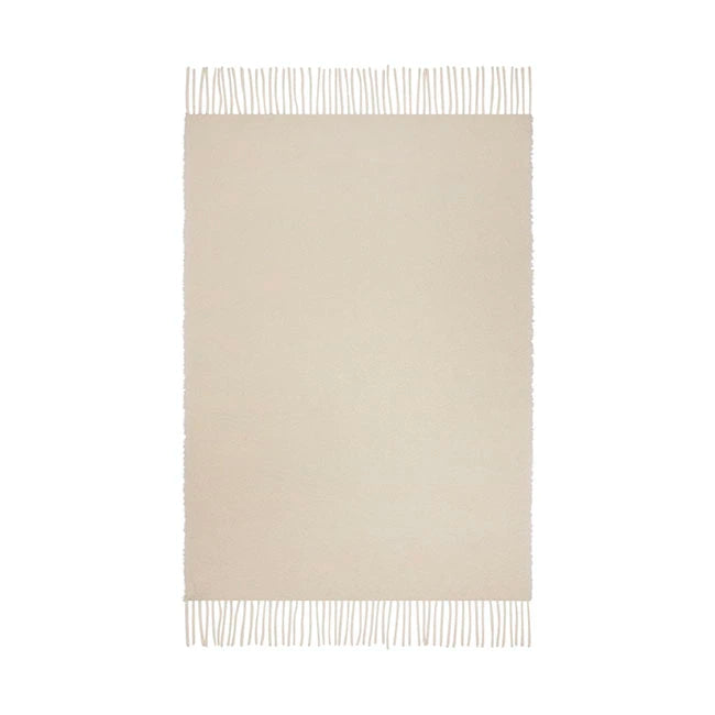 White Fringed Silk Cashmere Throw