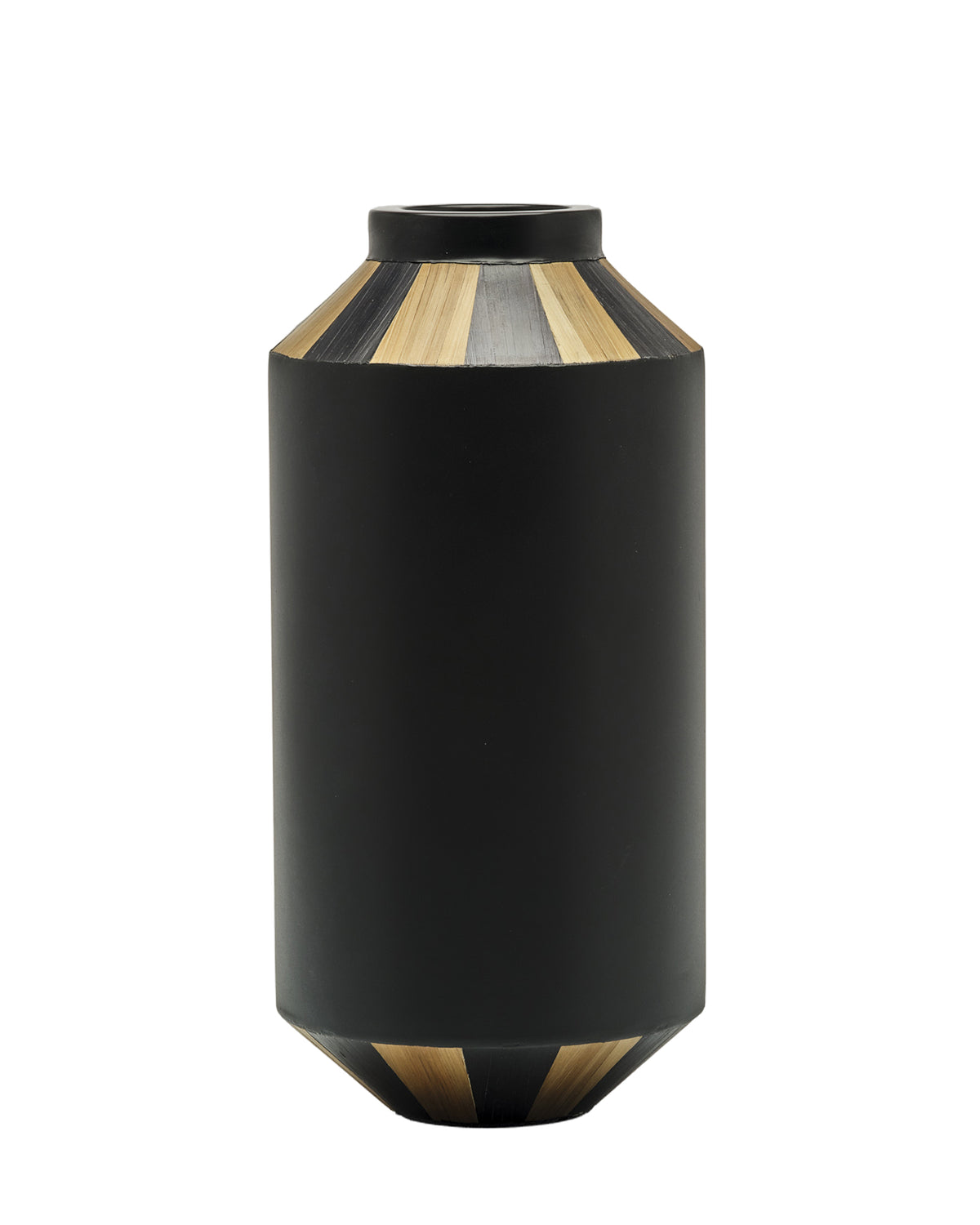 Notte Lacquered Straw Marquetry Vase