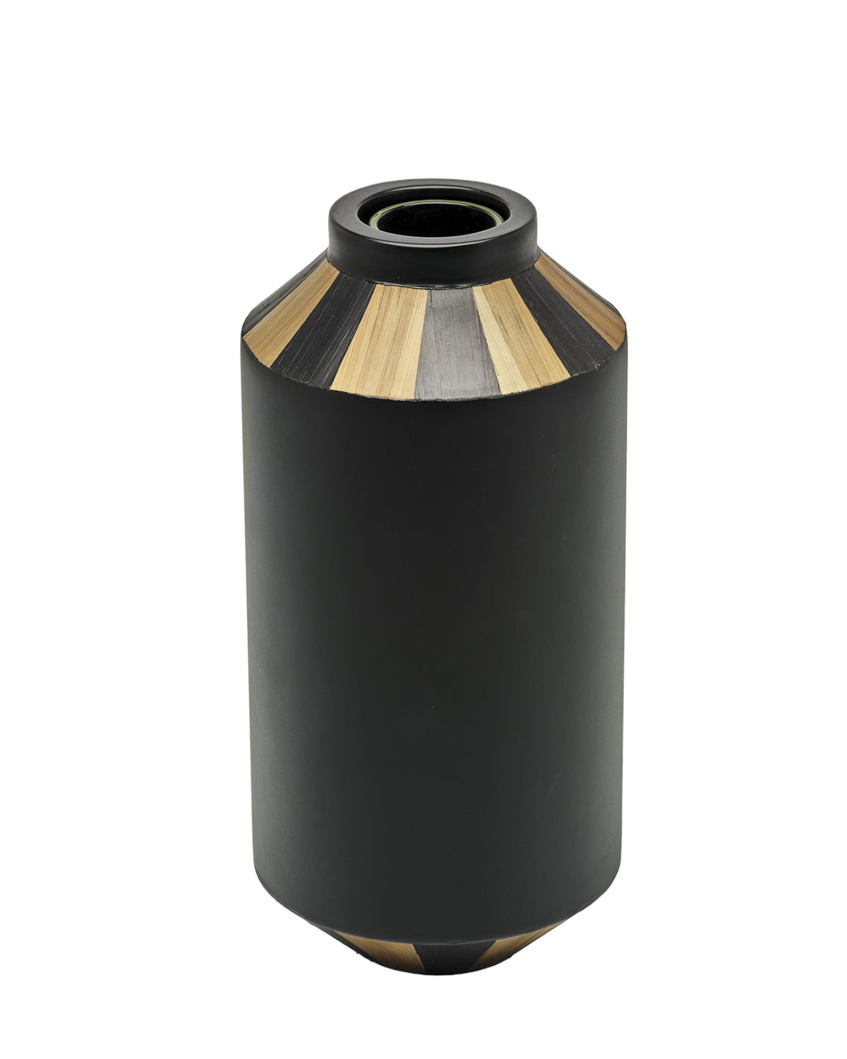 Notte Lacquered Straw Marquetry Vase