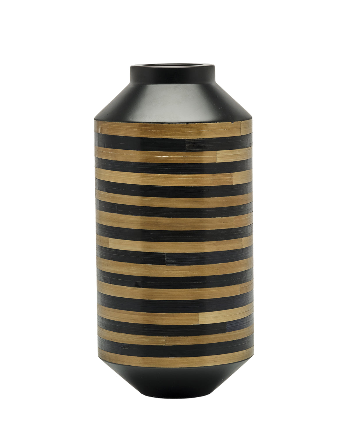 Notte Striped Straw Marquetry Vase