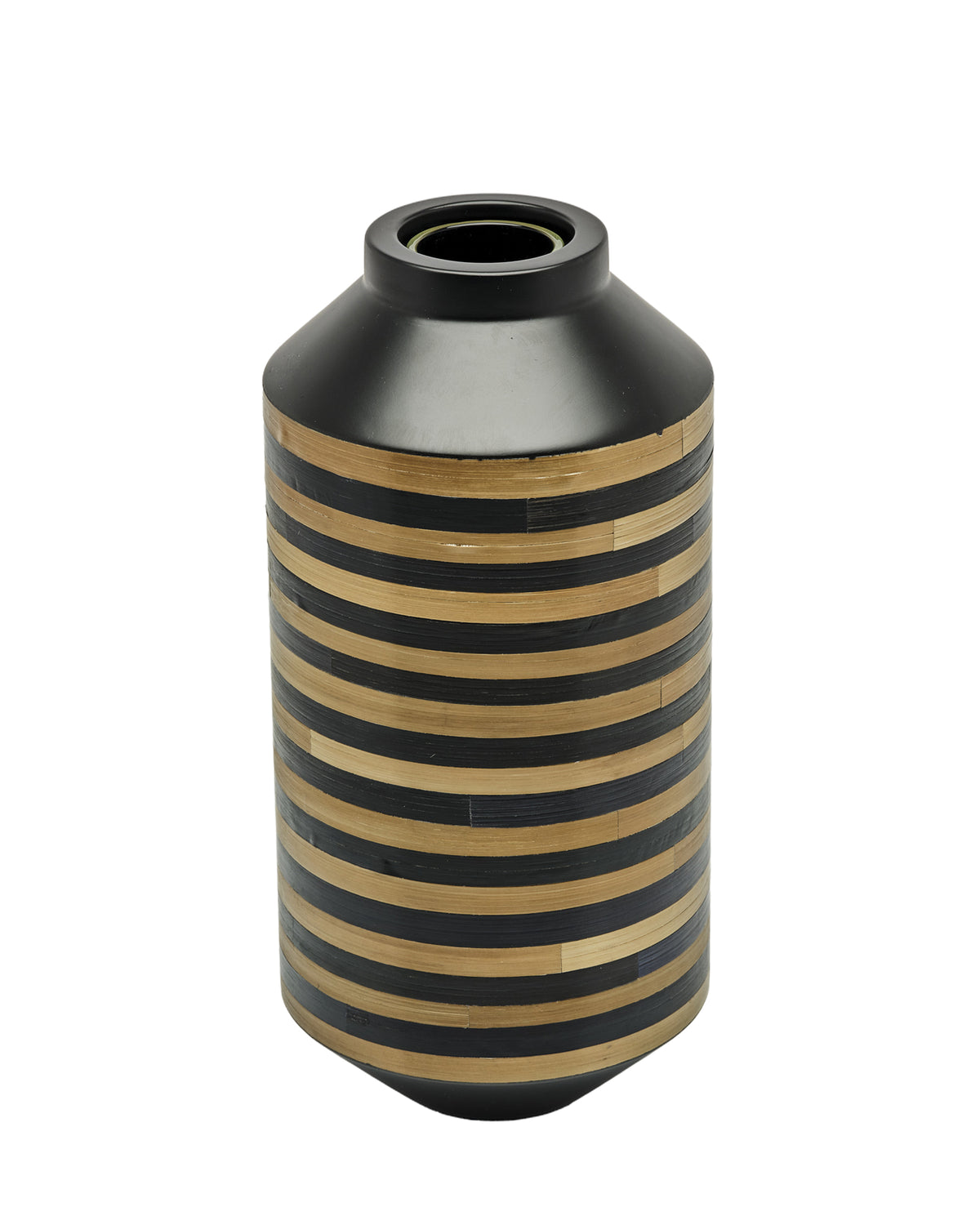 Notte Striped Straw Marquetry Vase