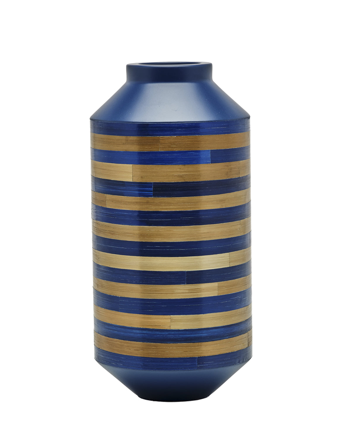 Notte Striped Straw Marquetry Vase