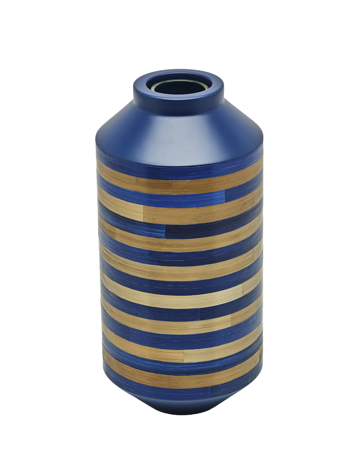 Notte Striped Straw Marquetry Vase