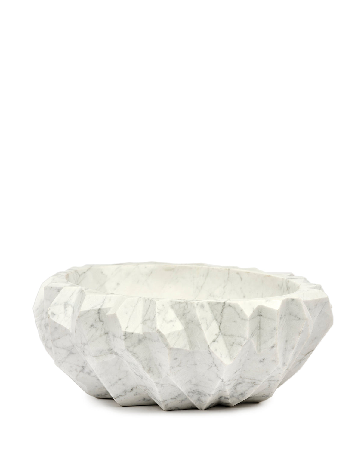 Rock White Carrara Marble Bowl