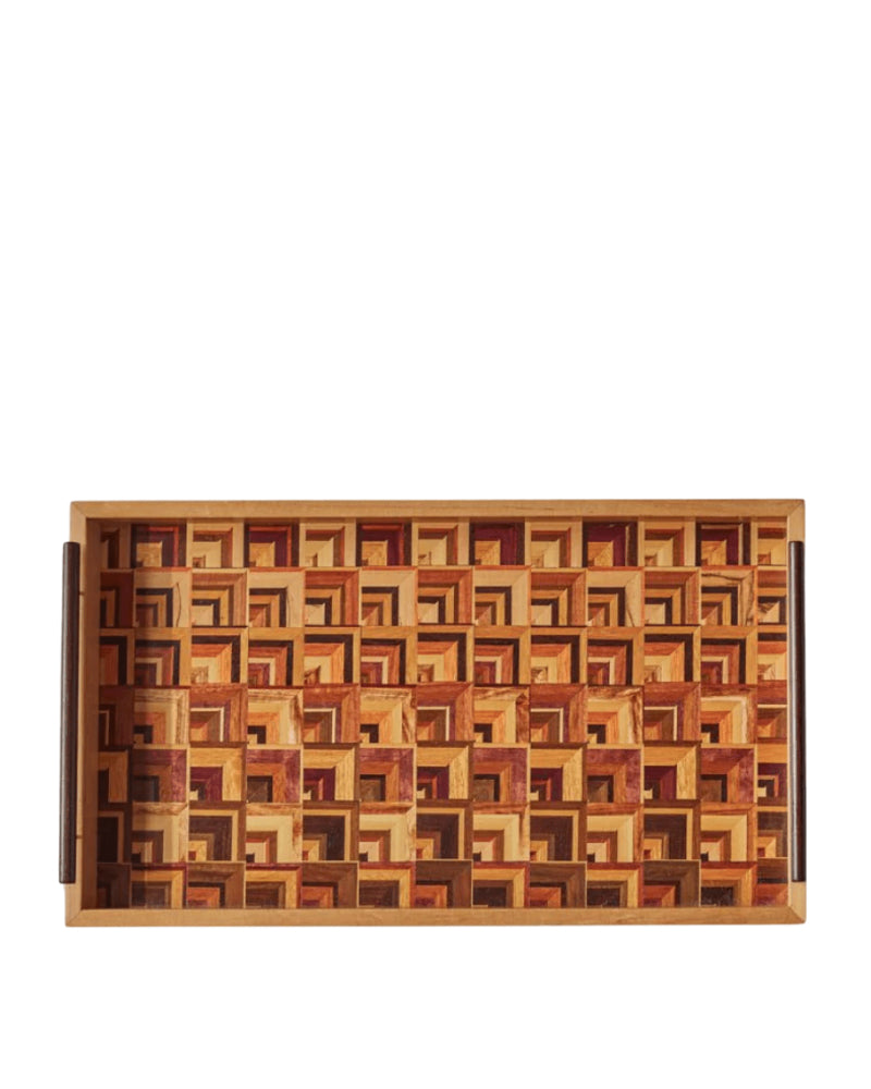 Lara Small Marquetry Wood Tray