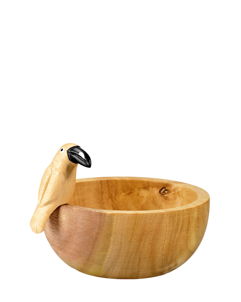 Aves Wood Bowl With Tropical Bird