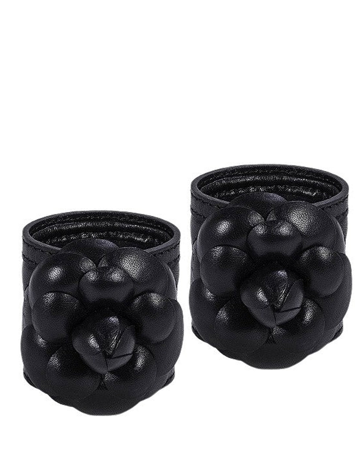 Black Flower Leather Napkin Rings (Set of 2)