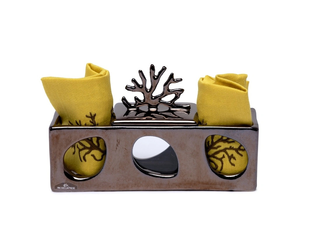Coral Box &amp; Embroidered Hand Towels Set