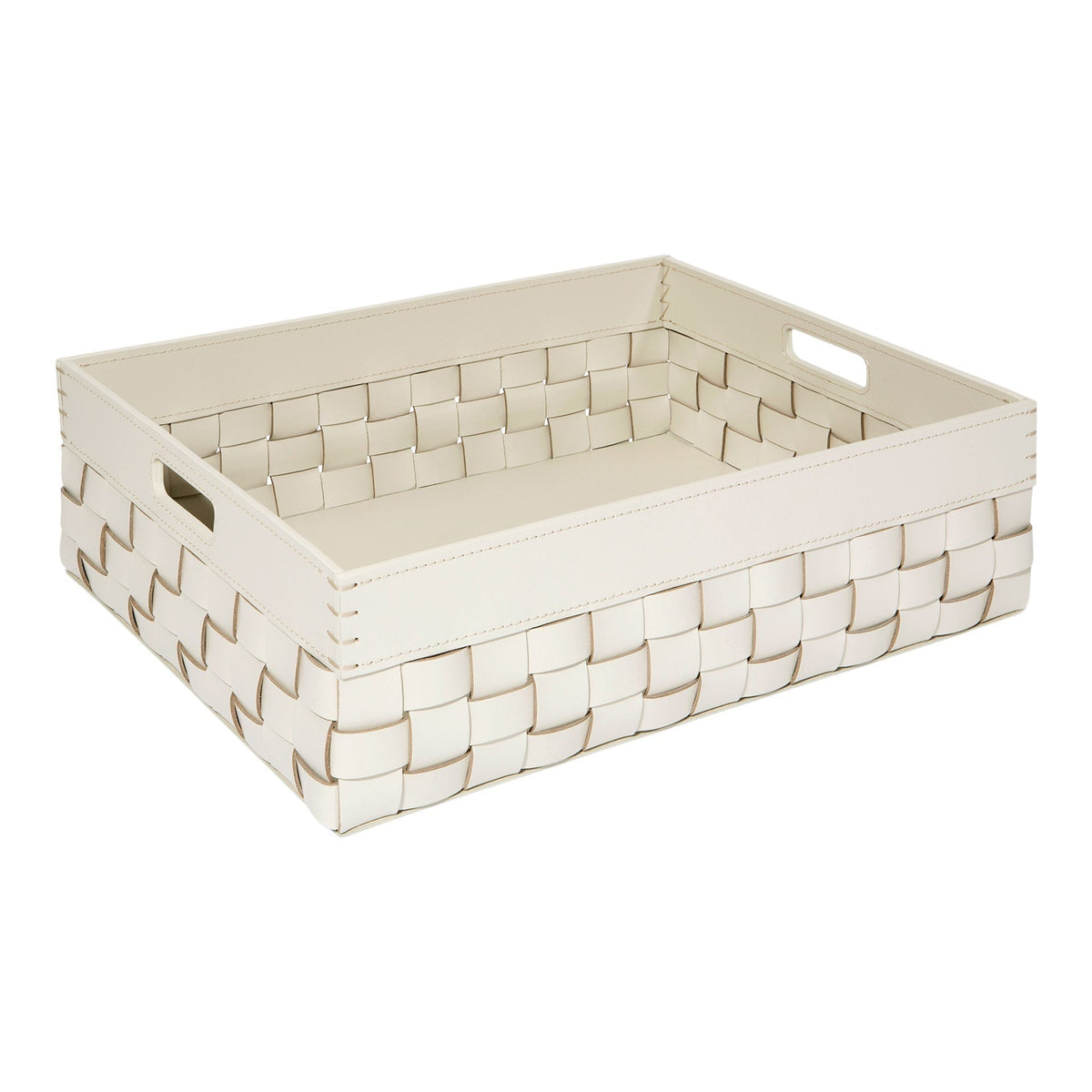 Rectangular Woven Leather Basket