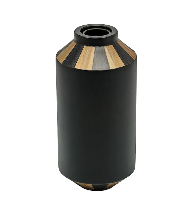Notte Lacquered Straw Marquetry Vase