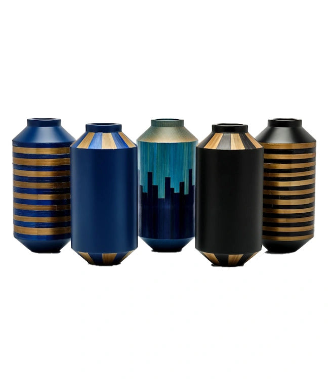Notte Lacquered Straw Marquetry Vase