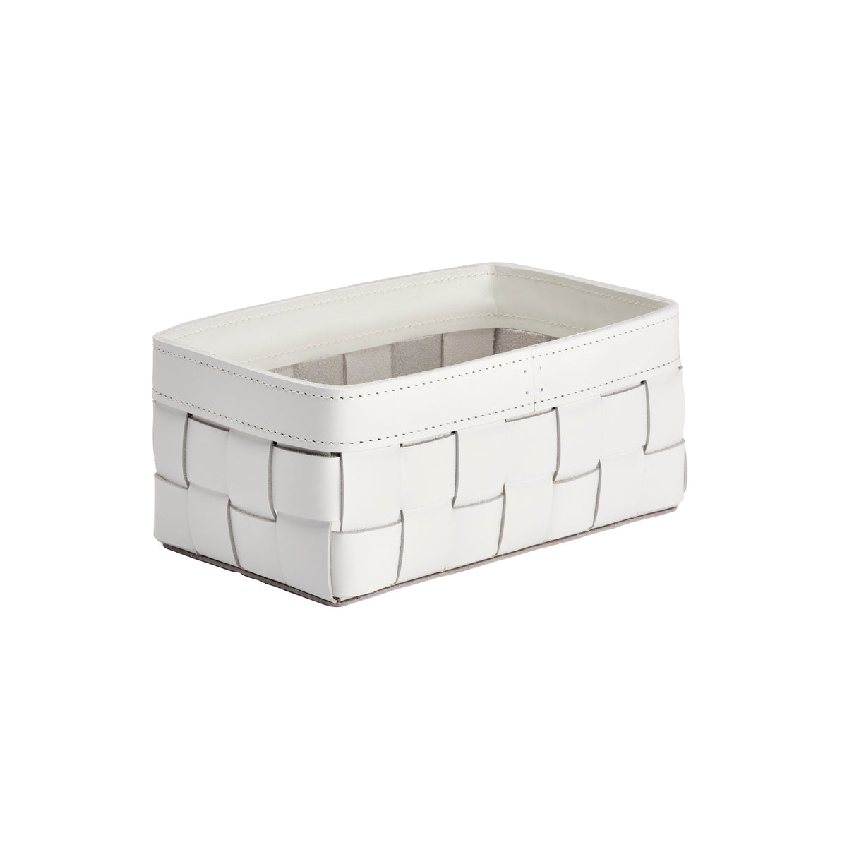 Mondina Small Woven Leather Low Basket
