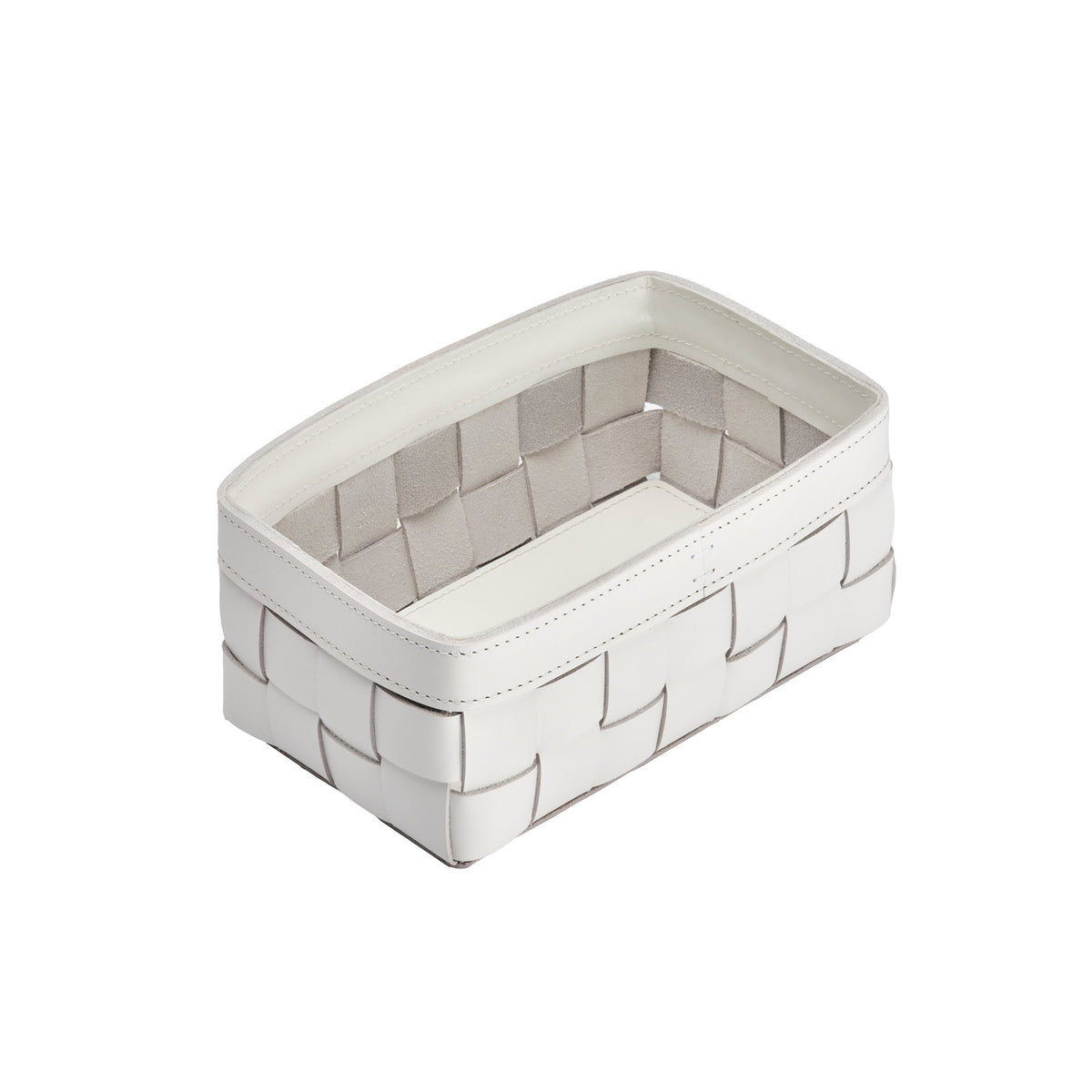 Mondina Small Woven Leather Low Basket