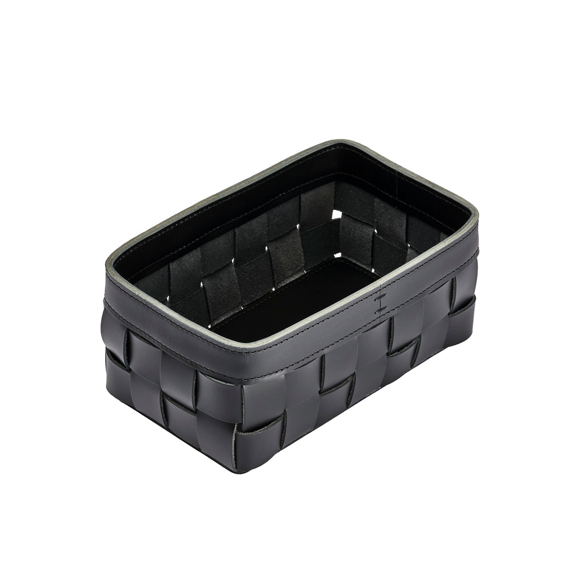 Mondina Small Woven Leather Low Basket