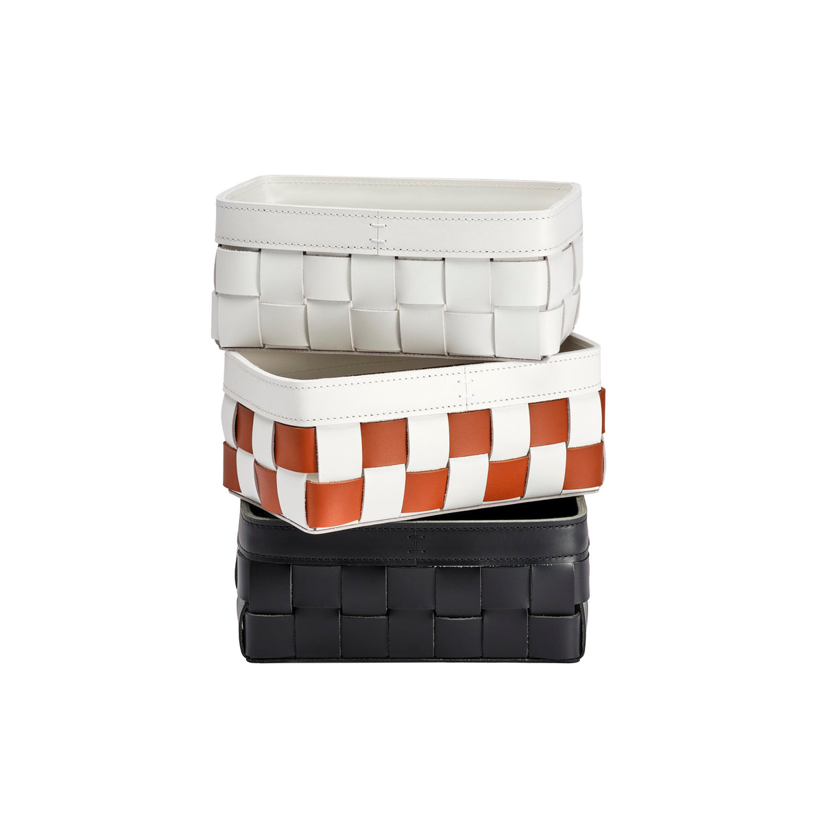 Mondina Small Woven Leather Low Basket