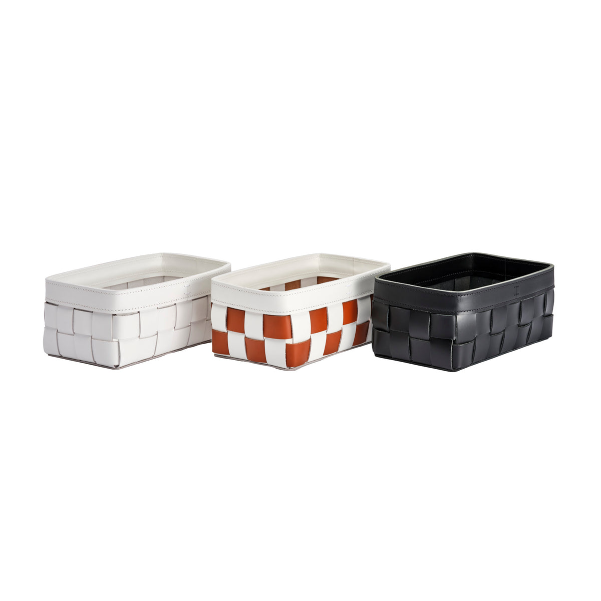 Mondina Small Woven Leather Low Basket