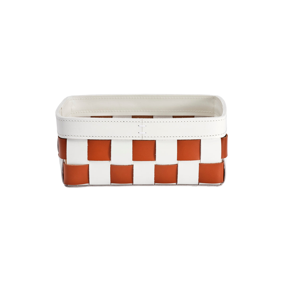 Mondina Small Woven Leather Low Basket