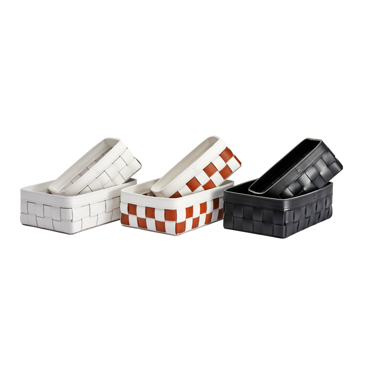 Mondina Medium Woven Leather Low Basket