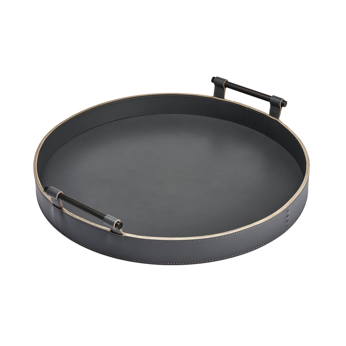 Portofino Large Round Leather Tray