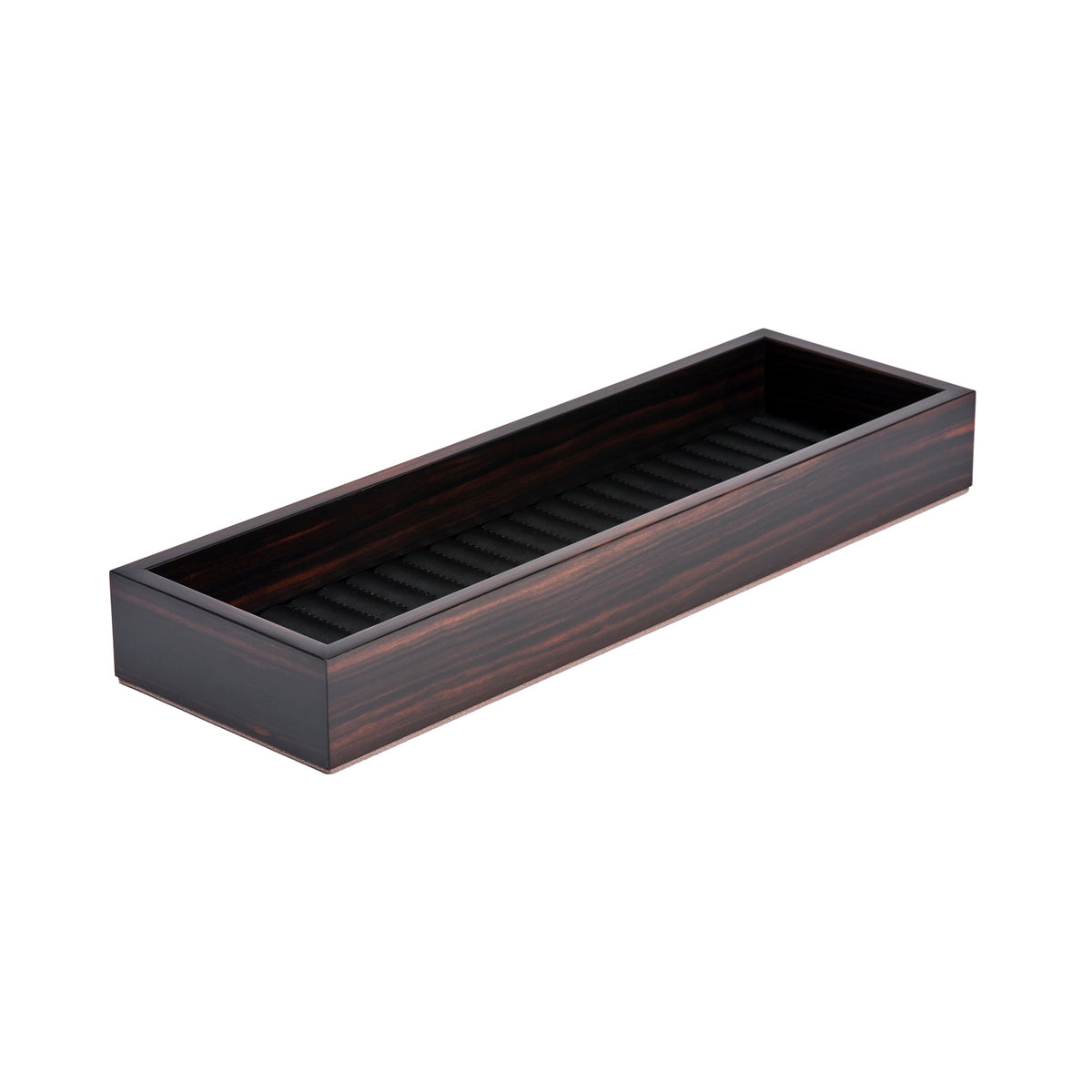 Febe Long Ebony and Leather Valet Tray