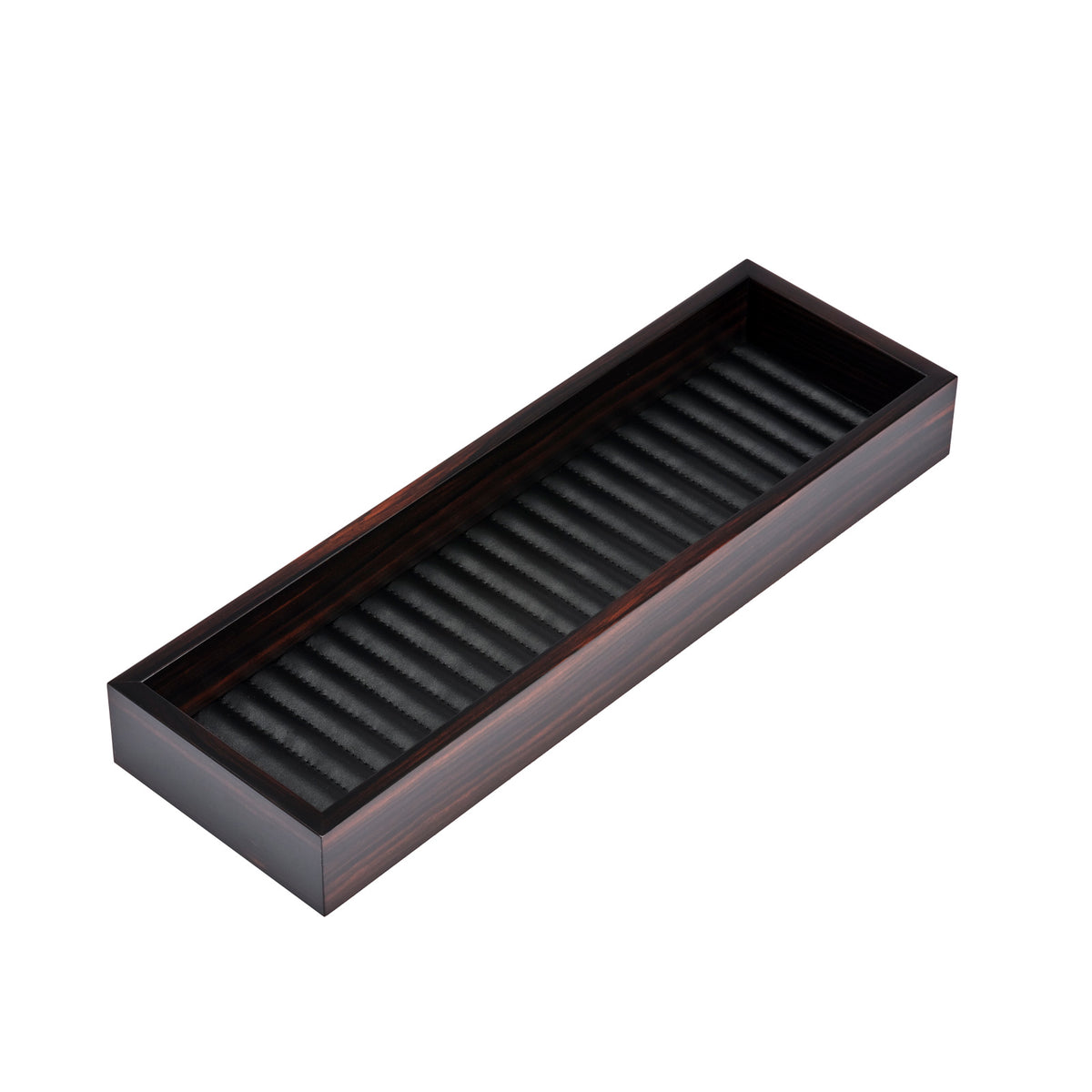 Febe Long Ebony and Leather Valet Tray