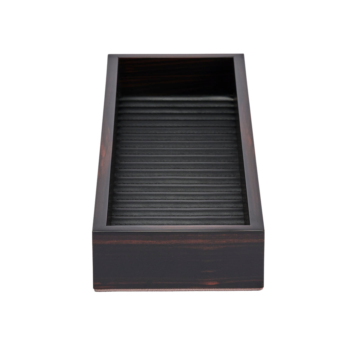 Febe Long Ebony and Leather Valet Tray