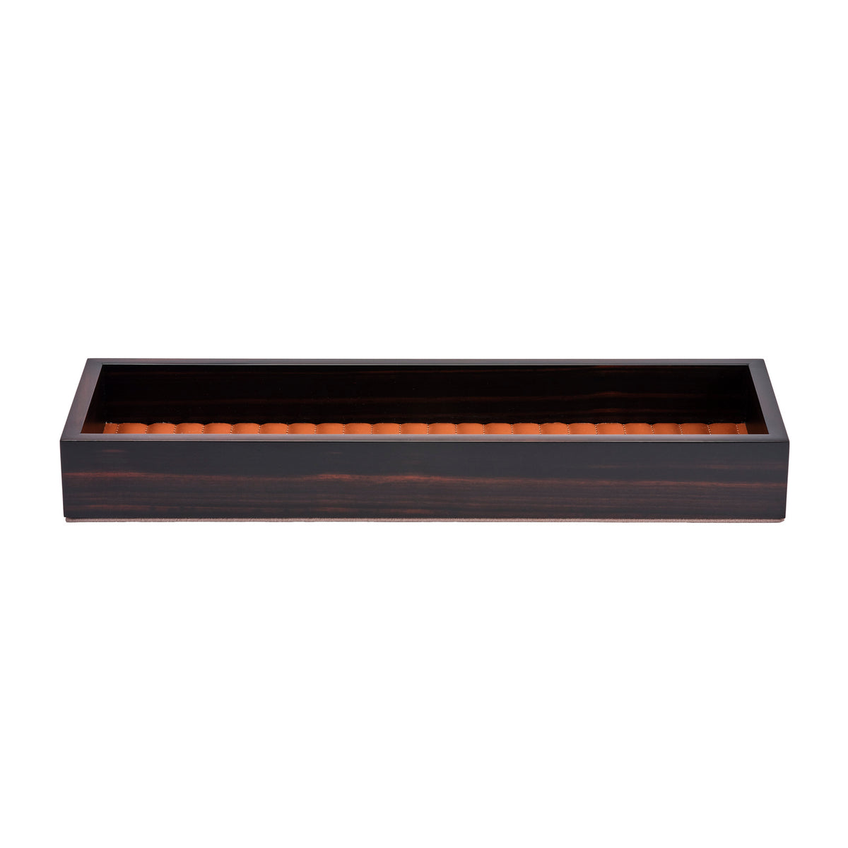 Febe Long Ebony and Leather Valet Tray