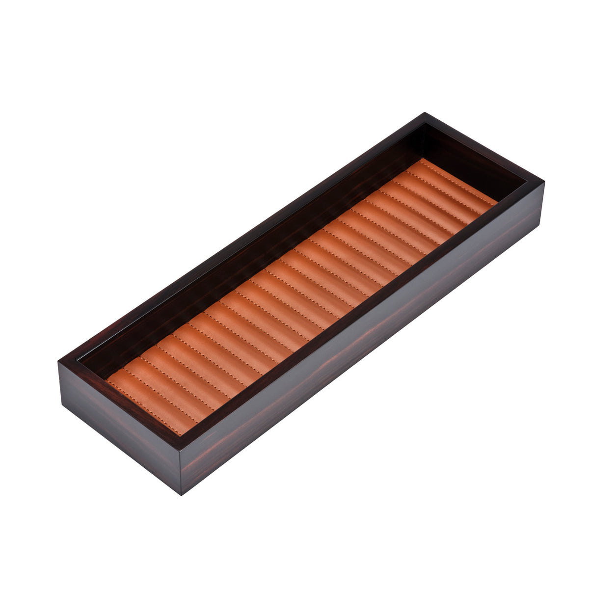 Febe Long Ebony and Leather Valet Tray
