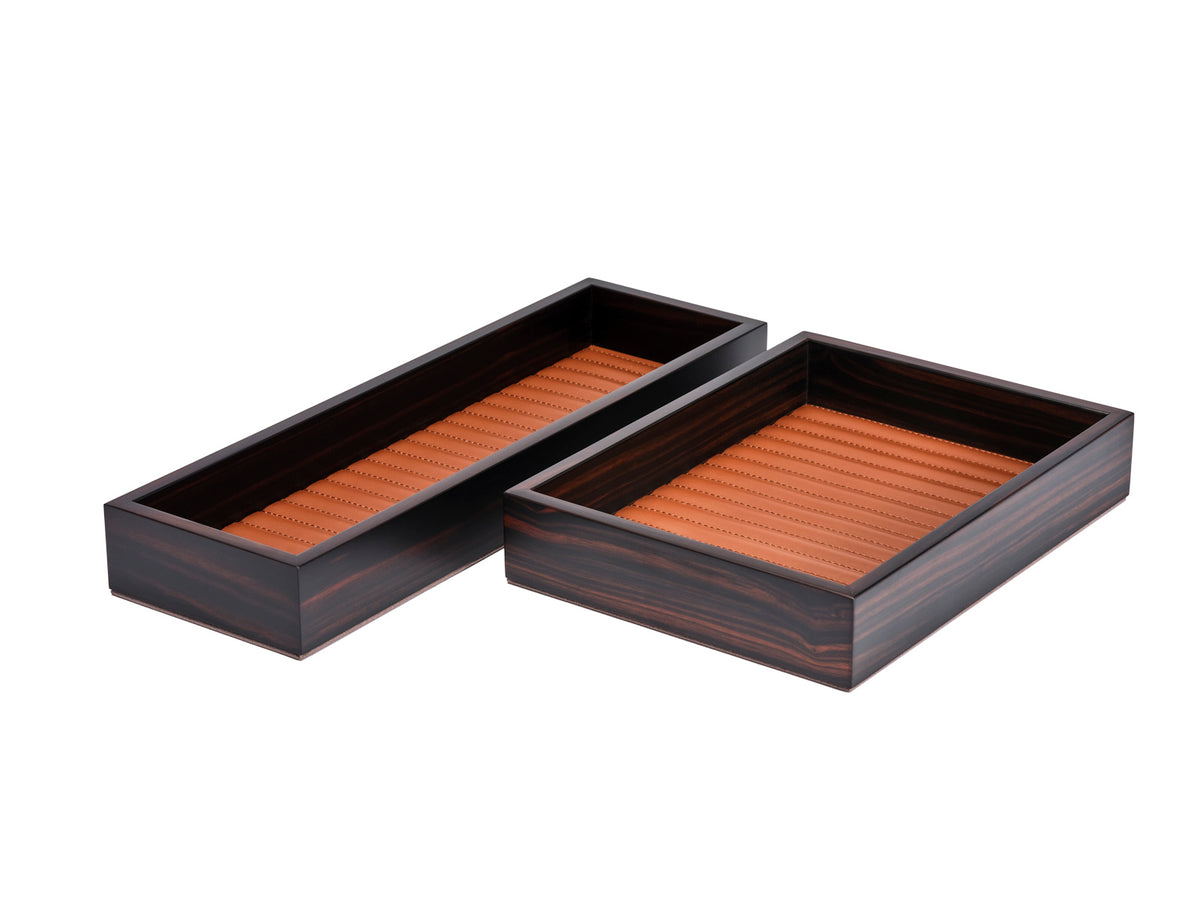 Febe Ebony and Leather Valet Tray