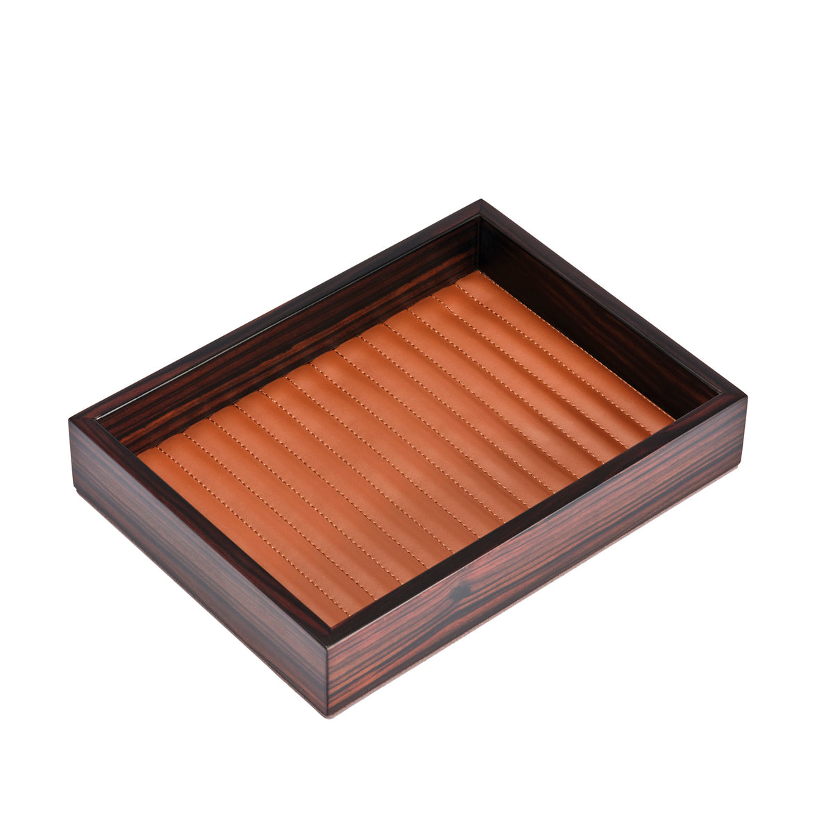 Febe Ebony and Leather Valet Tray