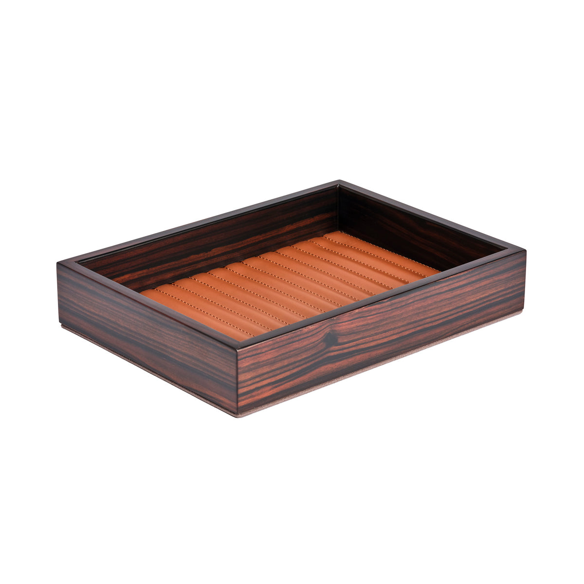 Febe Ebony and Leather Valet Tray