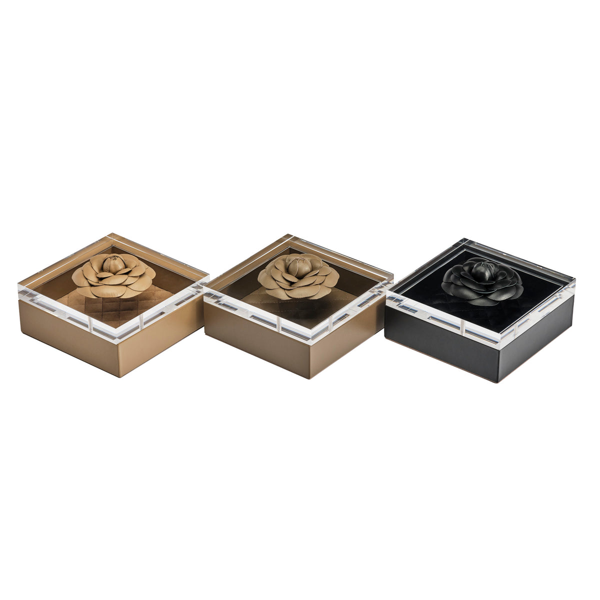 Camellia Diamonds Small Leather Box