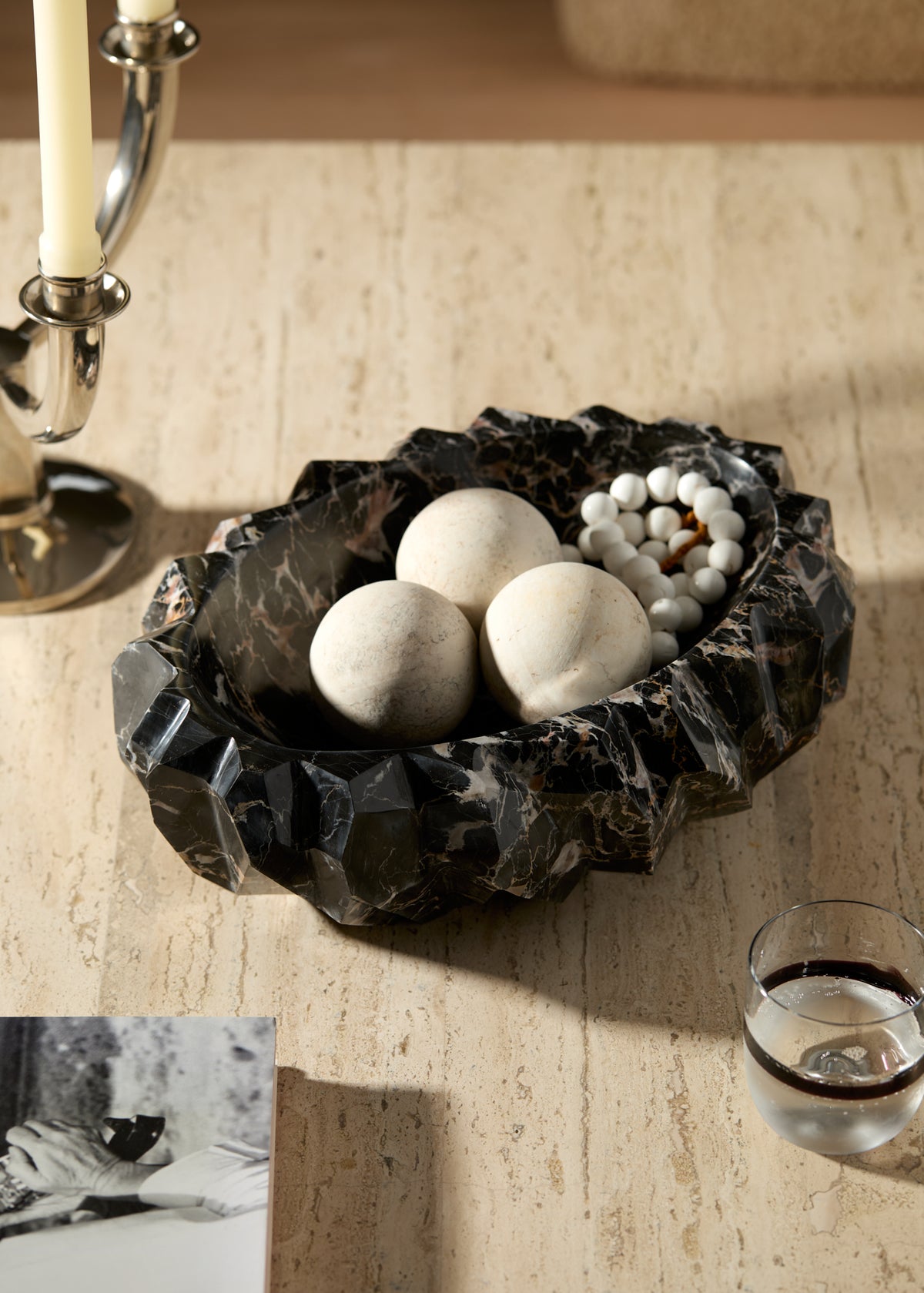 Rock Black Portoro Marble Bowl