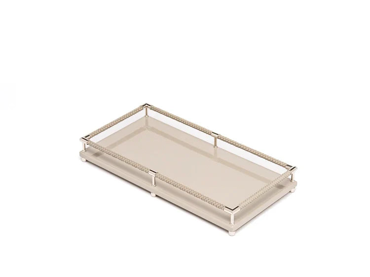 Lacquered Vanity Tray With Leather Railing