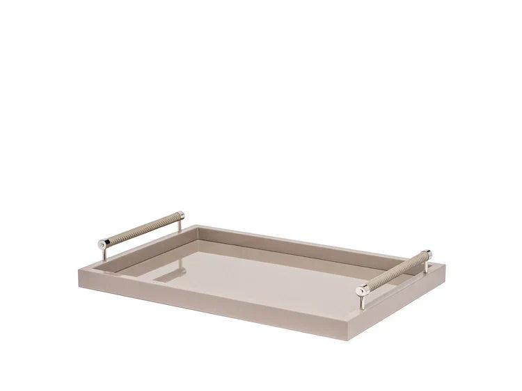 Large Lacquered Tray with Leather Handles