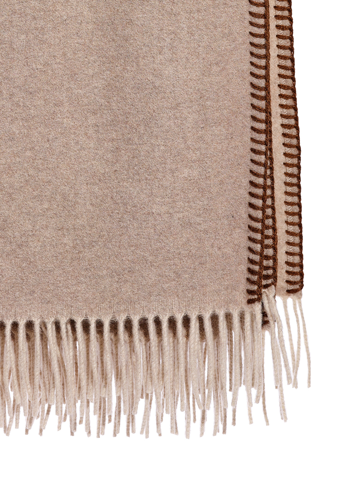 Fringed Cashmere Throw With Whipstitch Trim