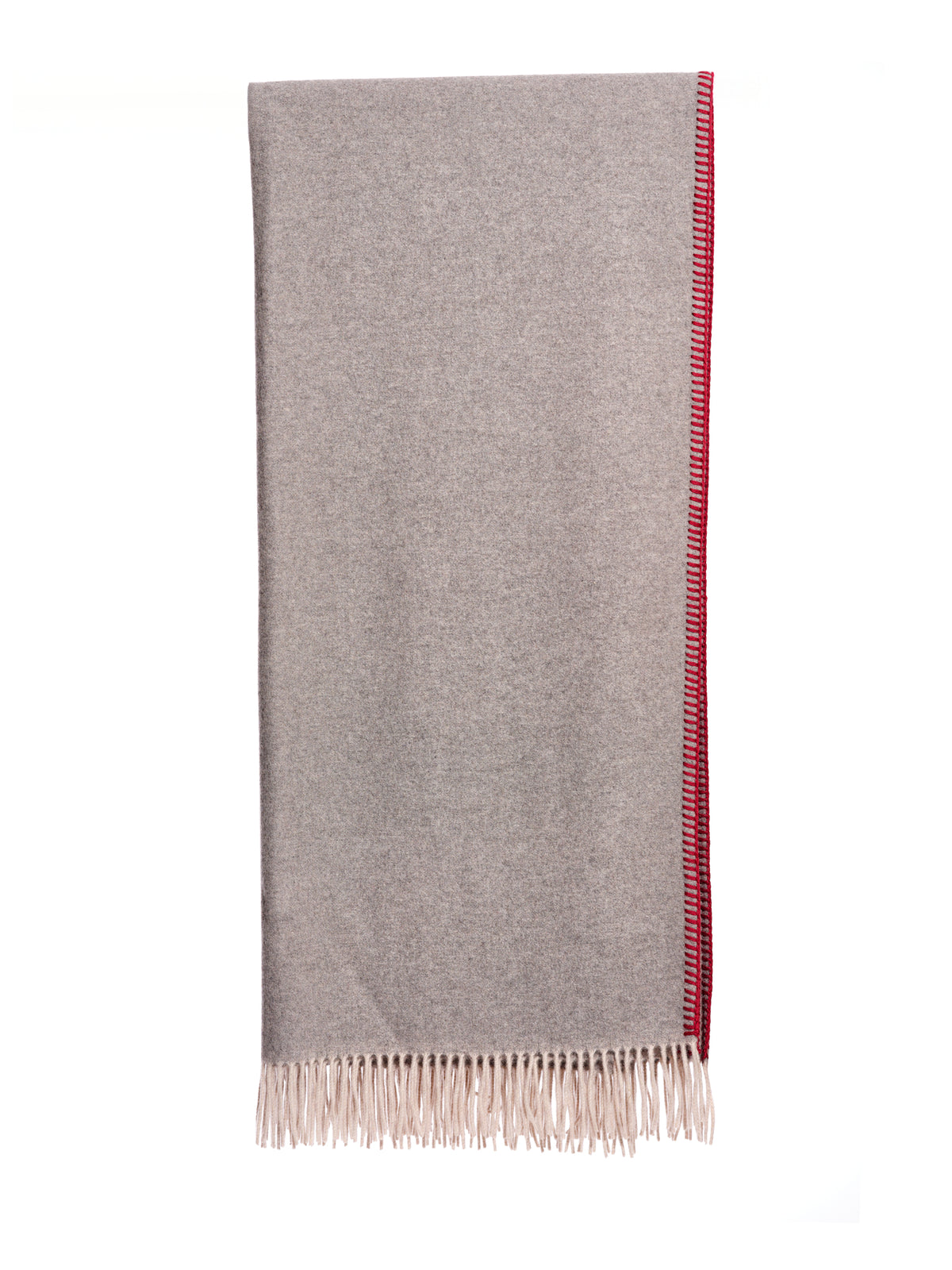 Fringed Cashmere Throw With Whipstitch Trim