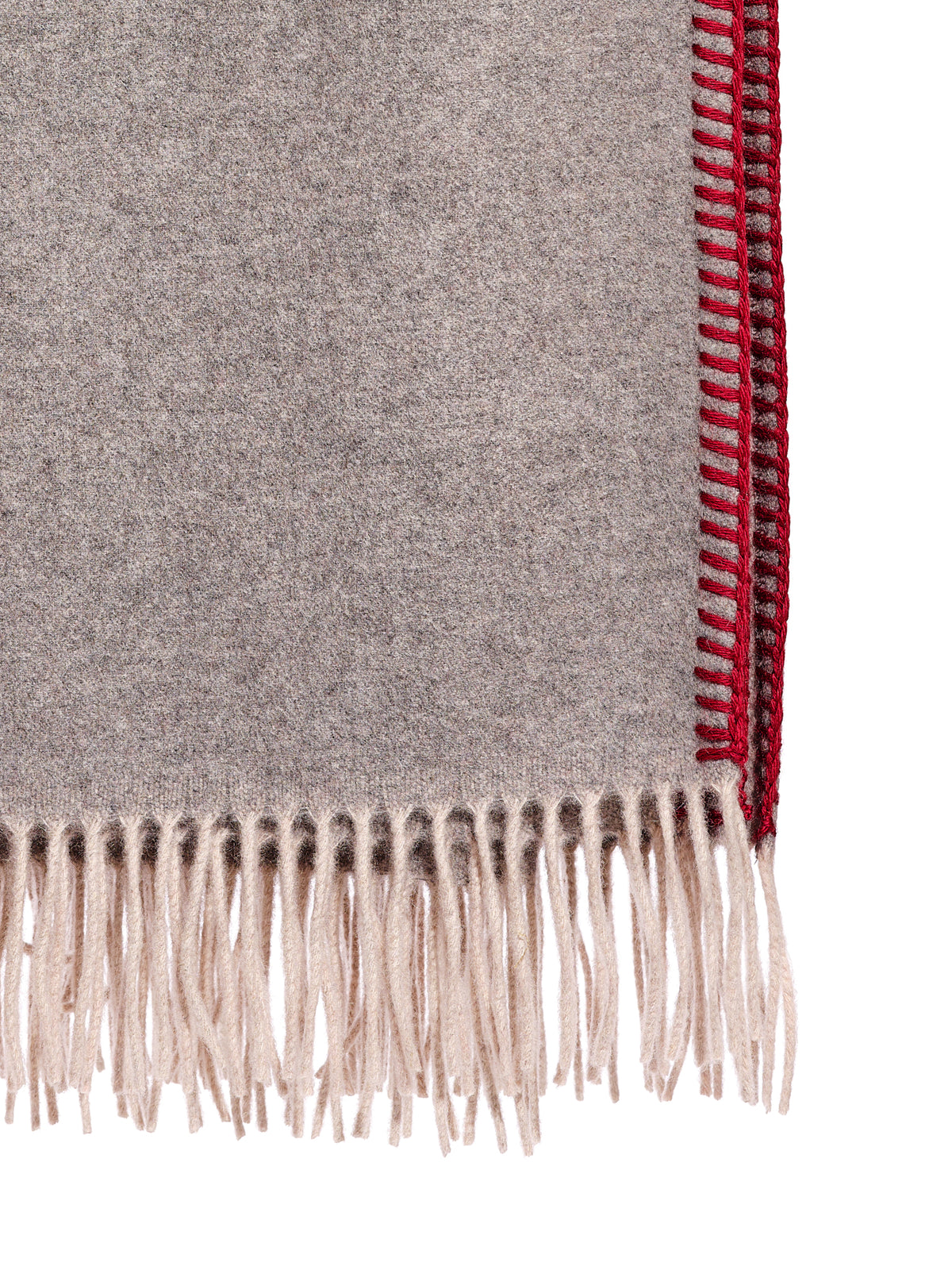 Fringed Cashmere Throw With Whipstitch Trim