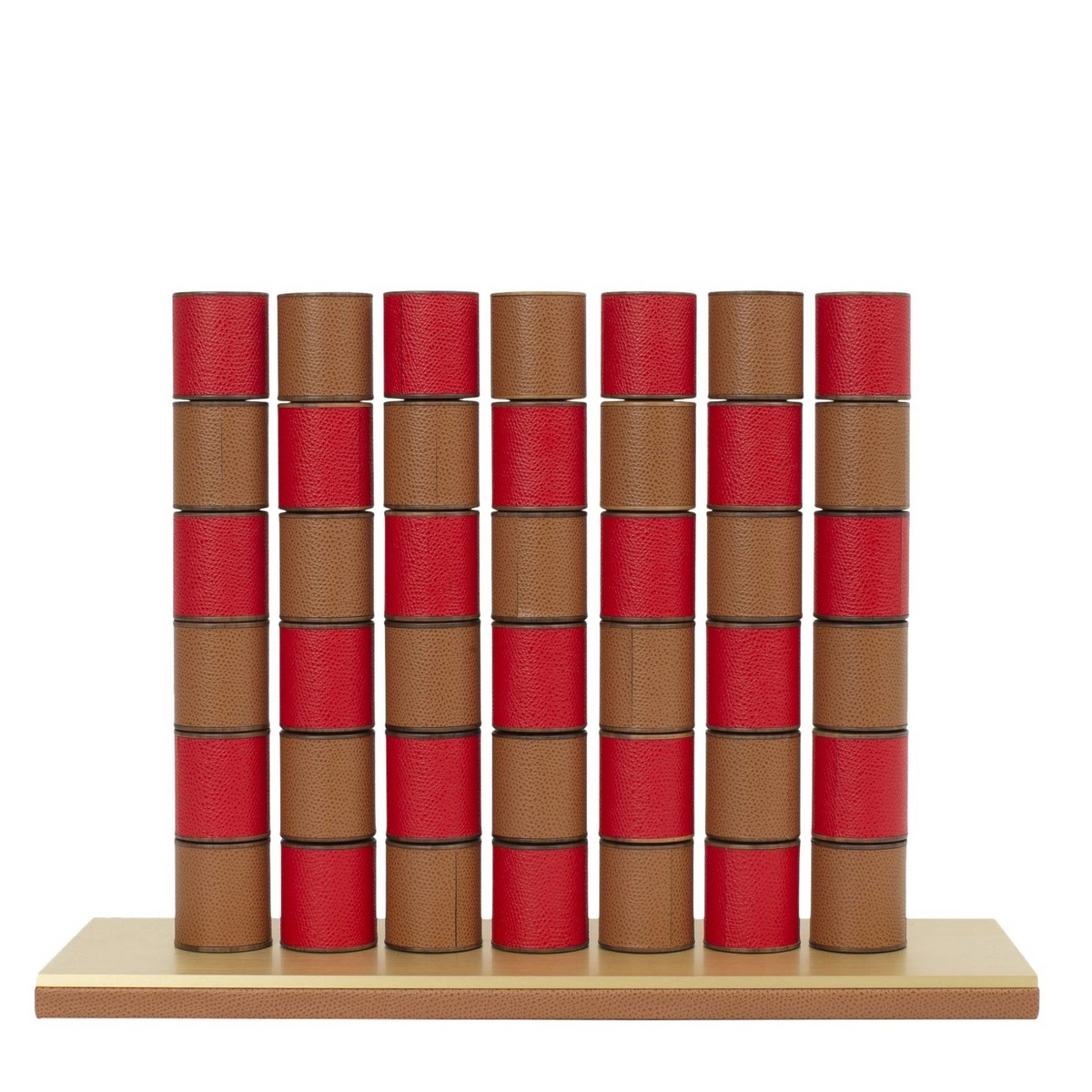 Connect Four Game in Leather and Brass