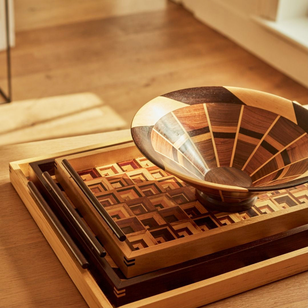 Lara Small Marquetry Wood Tray