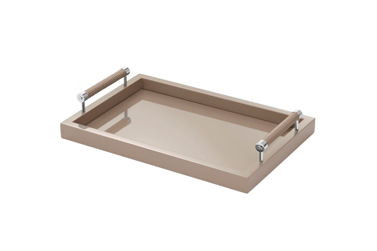 Lacquered Tray with Leather Handles